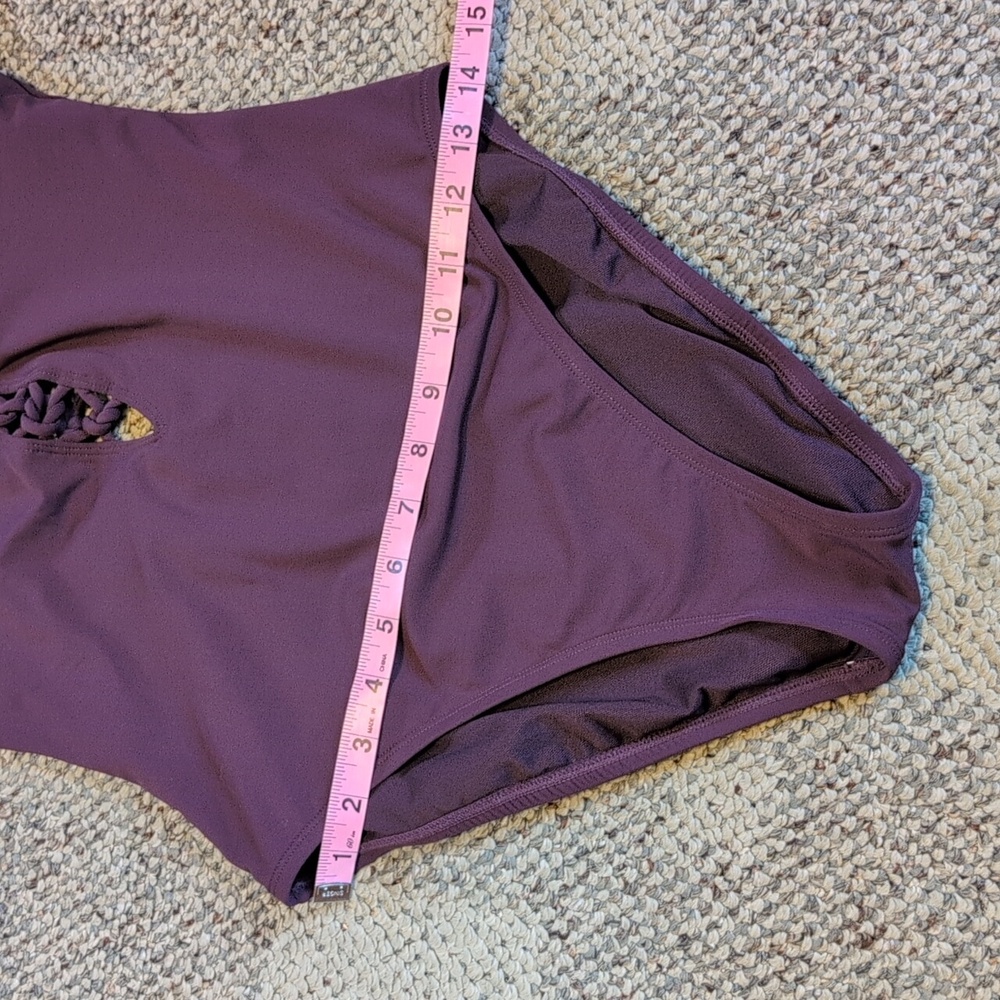 Bleu Rod Beattie Knotty But Nice Lace Down One Piece Swimsuit Plum Purple Swim - Picture 4 of 9